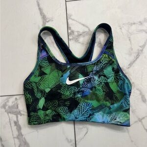RARE Nike Green and Blue Leaf Print Sports Bra
